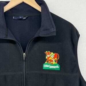 STEW LEONARDS Vest Mens L 42-44 LANDS END Fleece Employee Dairy Grocery Black